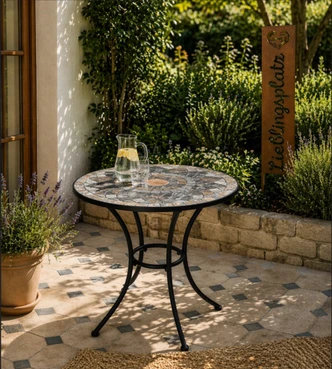 Table de jardin en mosaïque, 60 cm de diamètre robuste, intérieur et extérieur Table de jardin en mosaïque, 60 cm de diamètre robuste, intérieur et extérieur