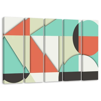 Leinwandbild 5 teilig, Geometrische Abstraktionsformen 