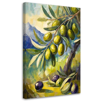 Leinwandbild Oliven auf einem Baum gemalt 