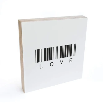 Bloc en bois à poser - Code barre - Love 
