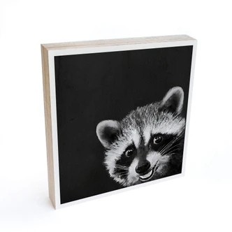 Tableau sur bois à poser - Graves - Racoon - 15x15 cm 