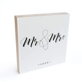 Houten Decoratieblok Mr and Mrs 