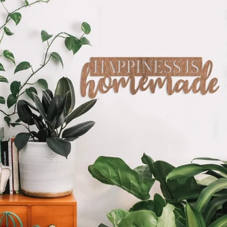 Houten Wanddecoratie Mahoniefineer Happiness is Homemade 