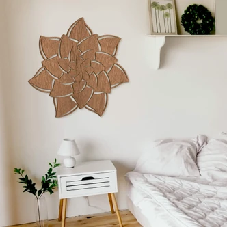 Houten Wanddecoratie Mahoniefineer Mandala Bloem 