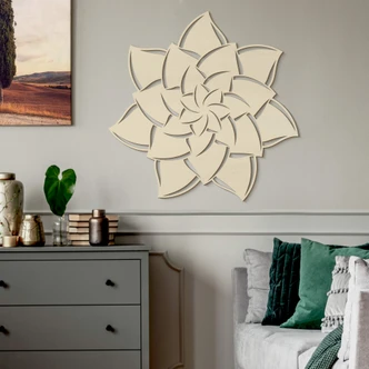 Wanddecoratie Populierenhout Mandala Bloem 