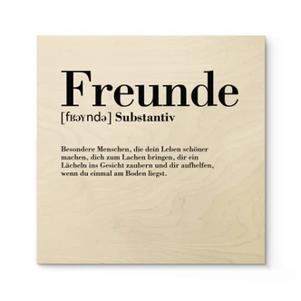Holzbild Grammatik - Freunde - Quadratisch 