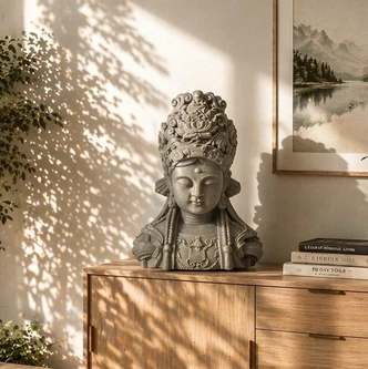 Buddha Büste aus Kunststein, betongrau | 34x21x44 cm Buddha Büste aus Kunststein, betongrau | 34x21x44 cm