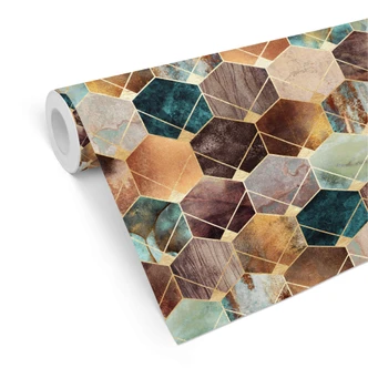 Patterned Wallpaper Fredriksson - Gold & Copper Hexagons 