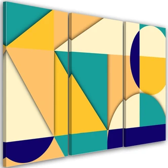 Leinwandbild 3 teilig, Geometrische Abstraktionsformen 