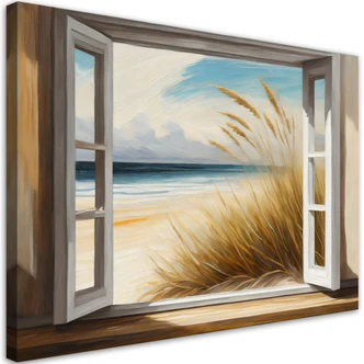 Canvasbillede, Udsigt fra vinduet på stranden 