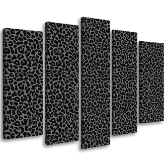 Leinwandbild 5 teilig, Leopard Leopard Pelfpatches Muster 