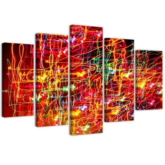 Leinwandbild 5 teilig, Rote Abstraktion 