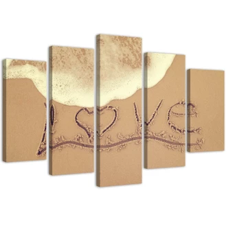 Tableau sur toile en 5 parties Love Sand Lettering 