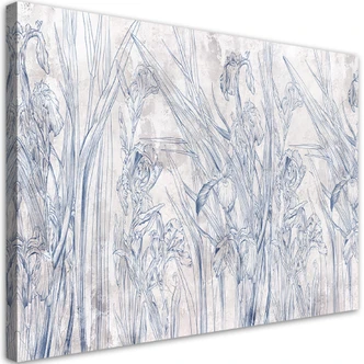 Leinwandbild, Iris Blumenkonturen Blau 