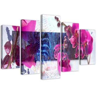 Leinwandbild 5 teilig, Orchidee Rose 