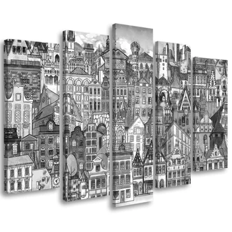 Leinwandbild 5 teilig, Fröhliche Stadt 
