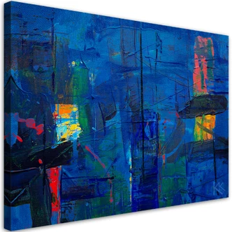 Leinwandbild, Blau Abstraktion wie gemalt 
