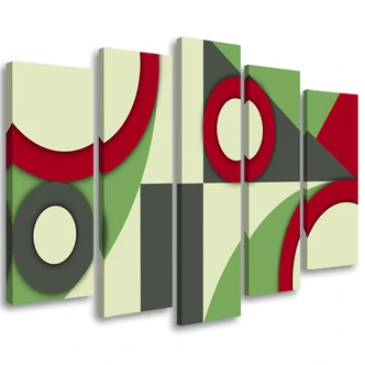 Leinwandbild 5 teilig, Geometrische Abstraktionsformen 