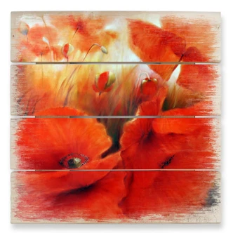 Holzbild Schmucker - Roter Mohn - 40x41,5 cm 