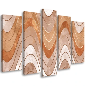 Leinwandbild 5 teilig, Horizontale wellige Linien 