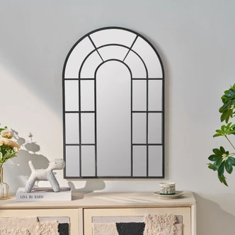 Wandspiegel schwarz Fensteroptik Bogen - New York - 50x75 cm 