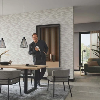 Wave wallpaper, patterned wallpaper Fashion for Walls 4 by Guido Maria Kretschmer beige 
