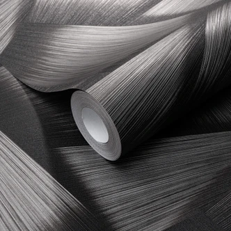 papier peint intissé avec des formes géométriques et un effet métallique en noir 