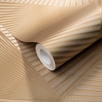 Papier peint intissé à motifs graphiques et effet métallisé en or Papier peint intissé à motifs graphiques et effet métallisé en or