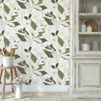 Vliestapete, Blumenmotivtapete Secret Garden grün 