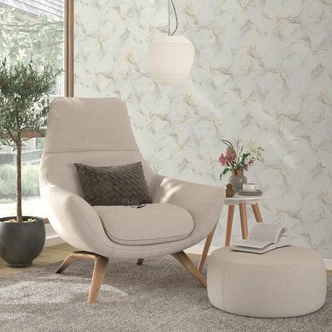 Papel pintado no tejido, Papel pintado motivo floral Aurora crema 