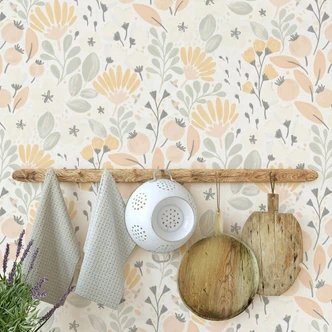 Vliestapete, Blumenmotivtapete La Terrasse gelb 