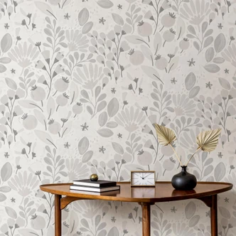 Vliestapete, Blumenmotivtapete La Terrasse grau, weiß 