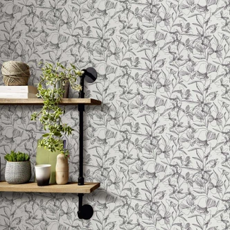 Vliestapete, Blumenmotivtapete La Terrasse grau 
