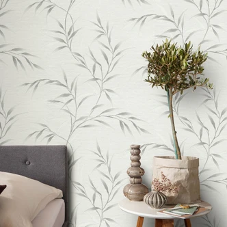 Guido Maria Kretschmer leaf motif wallpaper Yamato Fashion for Walls 5 light gray 