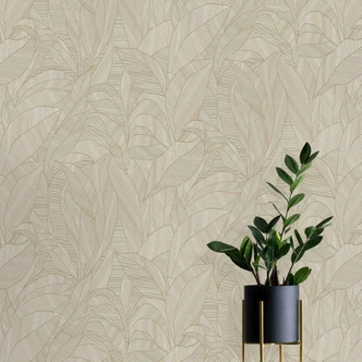 Vliestapete, Blättermotivtapete Cameo braun 