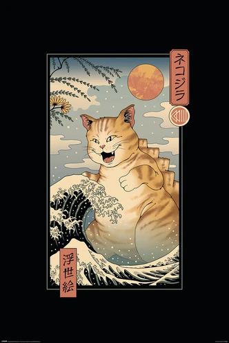Poster Kunstdruck Vincent Trinidad - Catzilla Ukiyoe 61x91,5 cm 