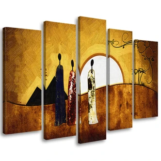 Leinwandbild 5 teilig, Afrika - Frauen - Landschaft 