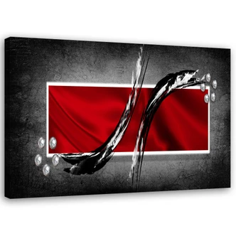 Canvas schilderij, abstract rood grijs 