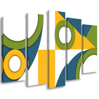 Leinwandbild 5 teilig, Geometrische Abstraktionsformen 