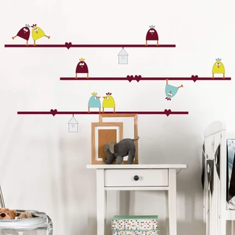 Adesivo murale - Uccelli sui fili 