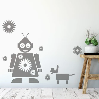 Muursticker Robot Fleur 