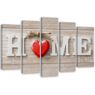 Wandbild 5-teilig, Home Sweet Home Beige 