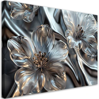 Leinwandbild, Elegante Silberblumen 