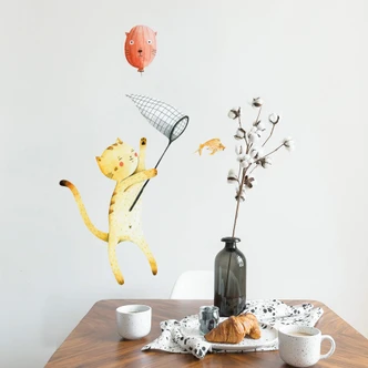 Muursticker Loske - Kat met Ballon 