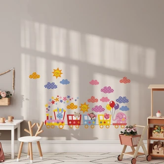 Wandtattoo Lustige Tiere im Zug (Muster) 