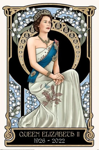 Poster Art Print Art Nouveau - The Queen Elizabeth II 61x91,5 cm 