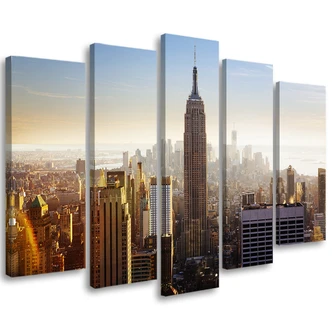 5 stykke lærredstryk, New York Manhattan City 