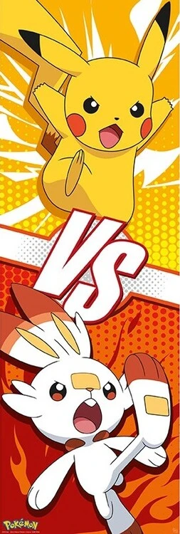 Poster Pokémon - Pikachu en Scorbunny, poster (53 x 158 cm) 
