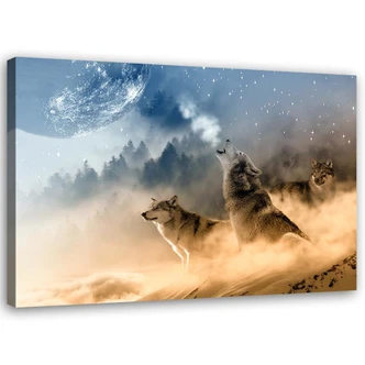 Canvasbillede, hylende ulve 