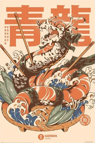 Poster, Filmposter Ilustrata - Dragon Sushi 61x91,5 cm 